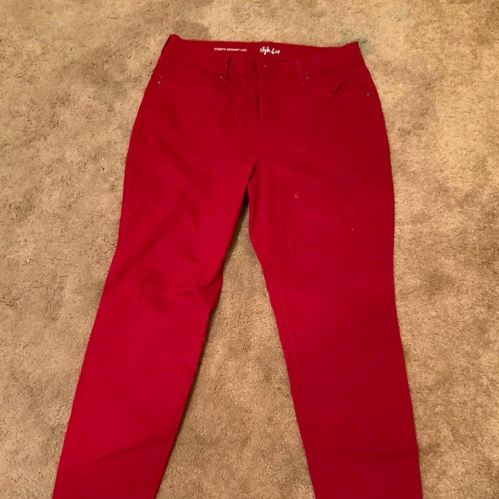Strikingly red statement jeans